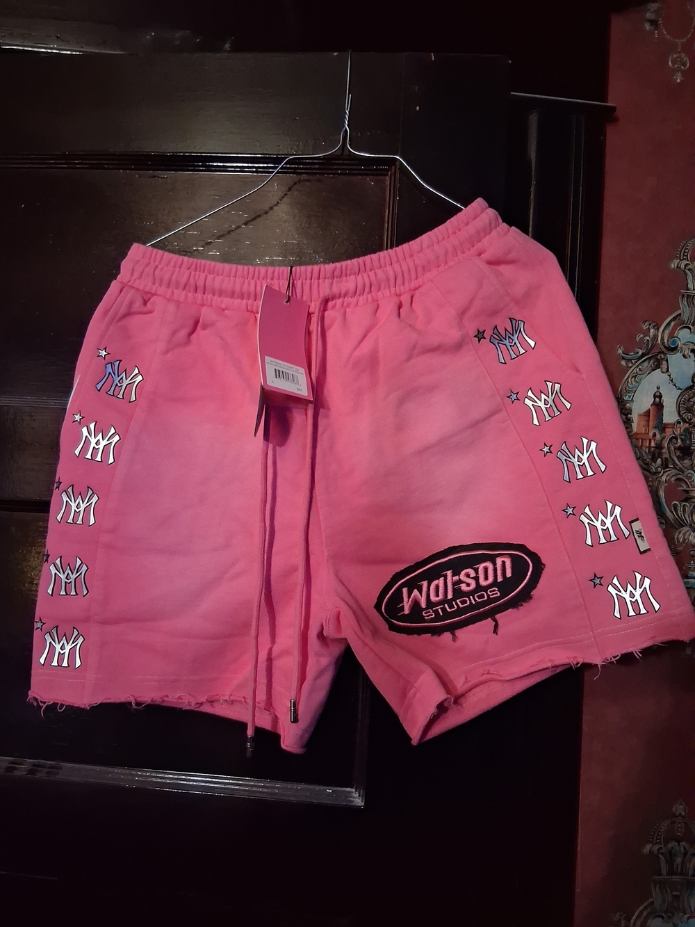 Pink Watson Cotton Drawstring Shorts for Men